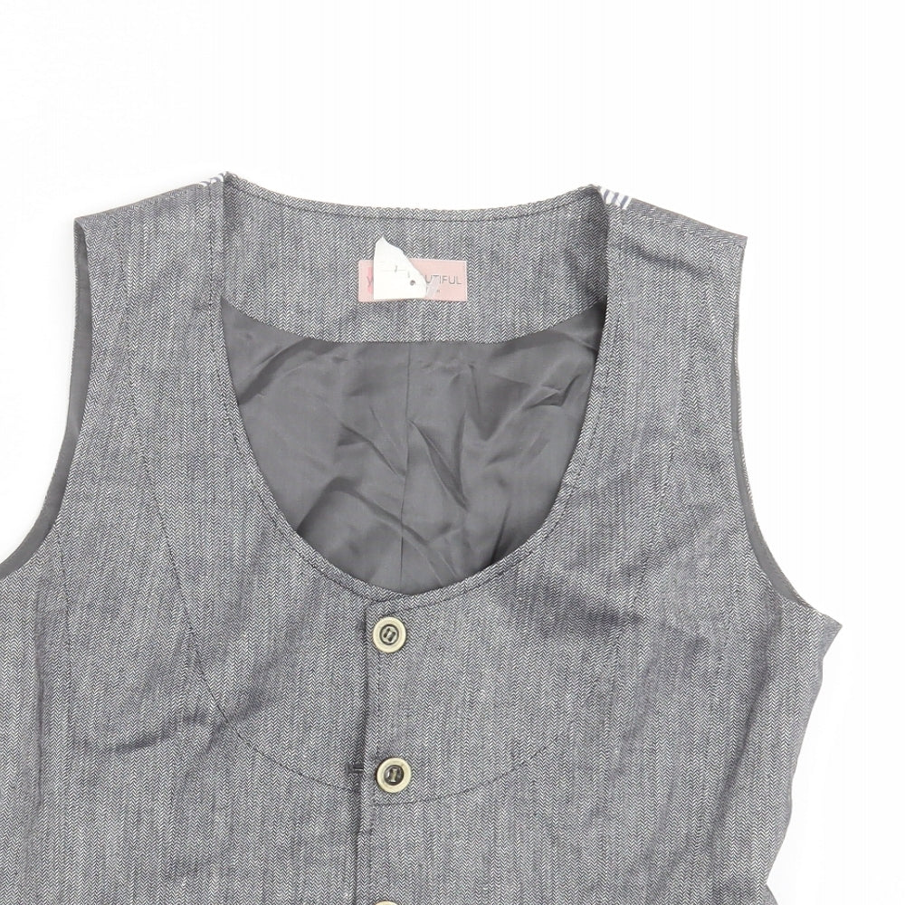 you are beautiful Womens Grey Herringbone  Jacket Suit Waistcoat Size 10