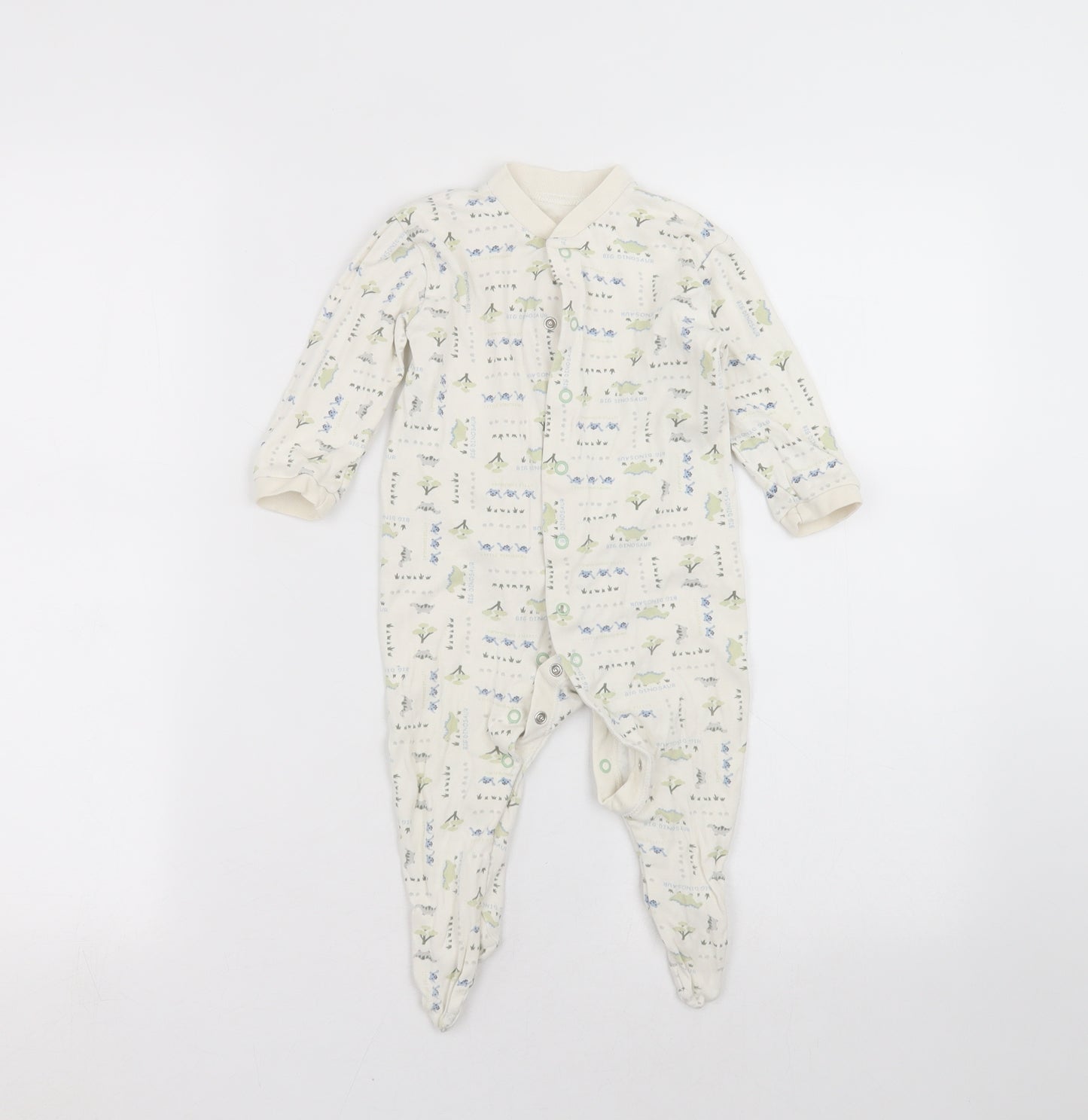 Marks and Spencer Baby Ivory   Babygrow One-Piece Size 6-9 Months  - dinosaur pattern