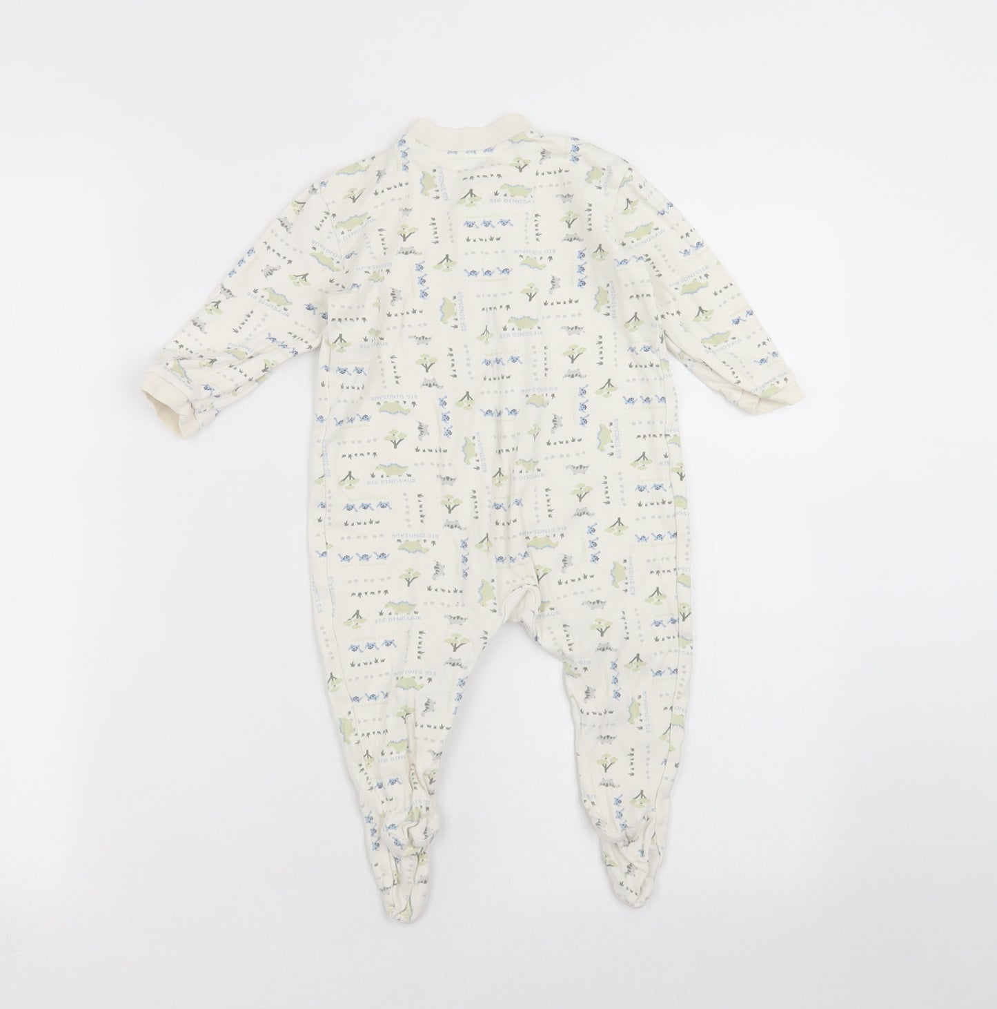 Marks and Spencer Baby Ivory   Babygrow One-Piece Size 6-9 Months  - dinosaur pattern