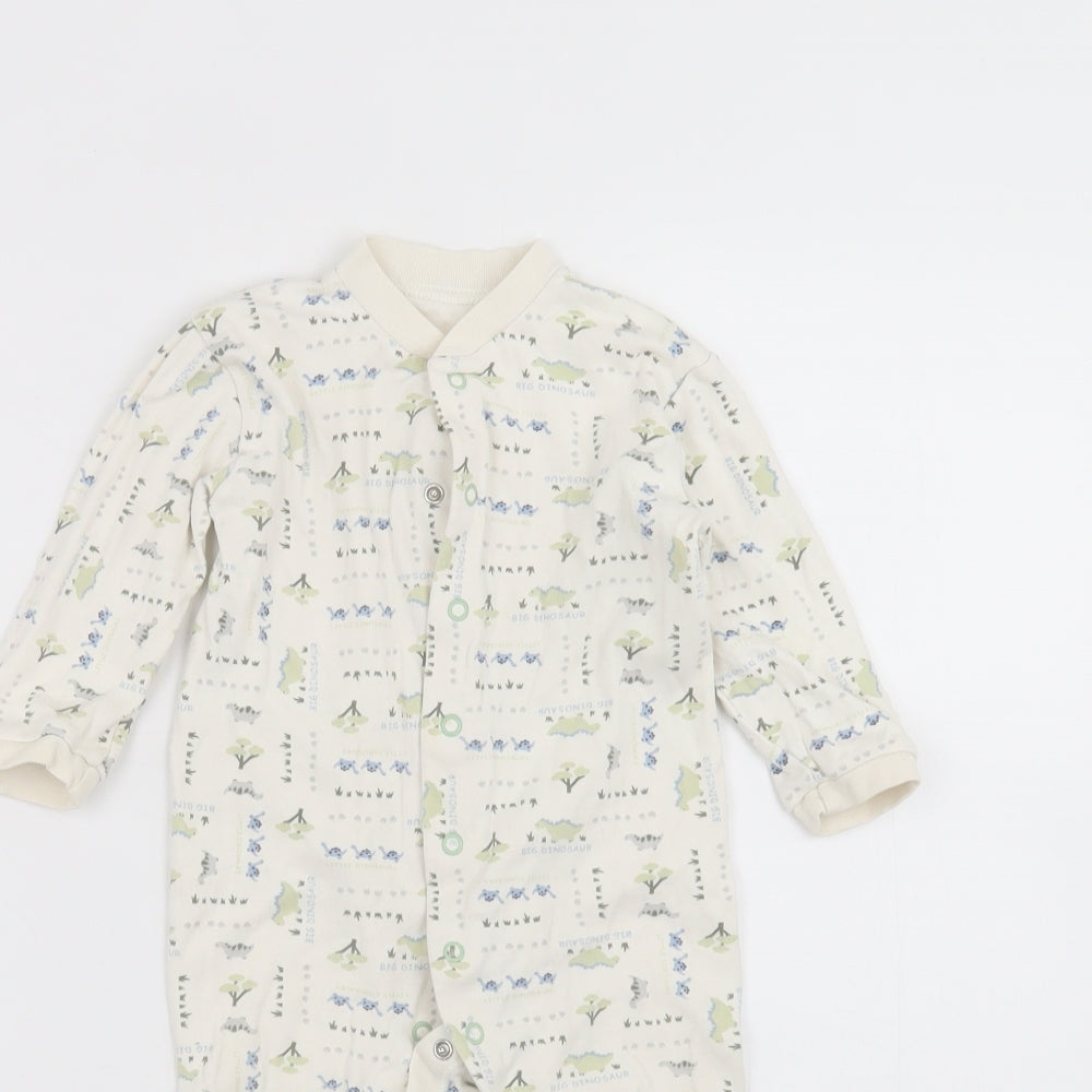 Marks and Spencer Baby Ivory   Babygrow One-Piece Size 6-9 Months  - dinosaur pattern