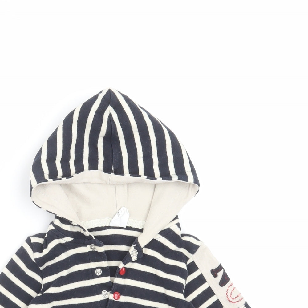 Preworn Boys Blue Striped  Pullover Jumper Size 12-18 Months  - hoodie 12 months