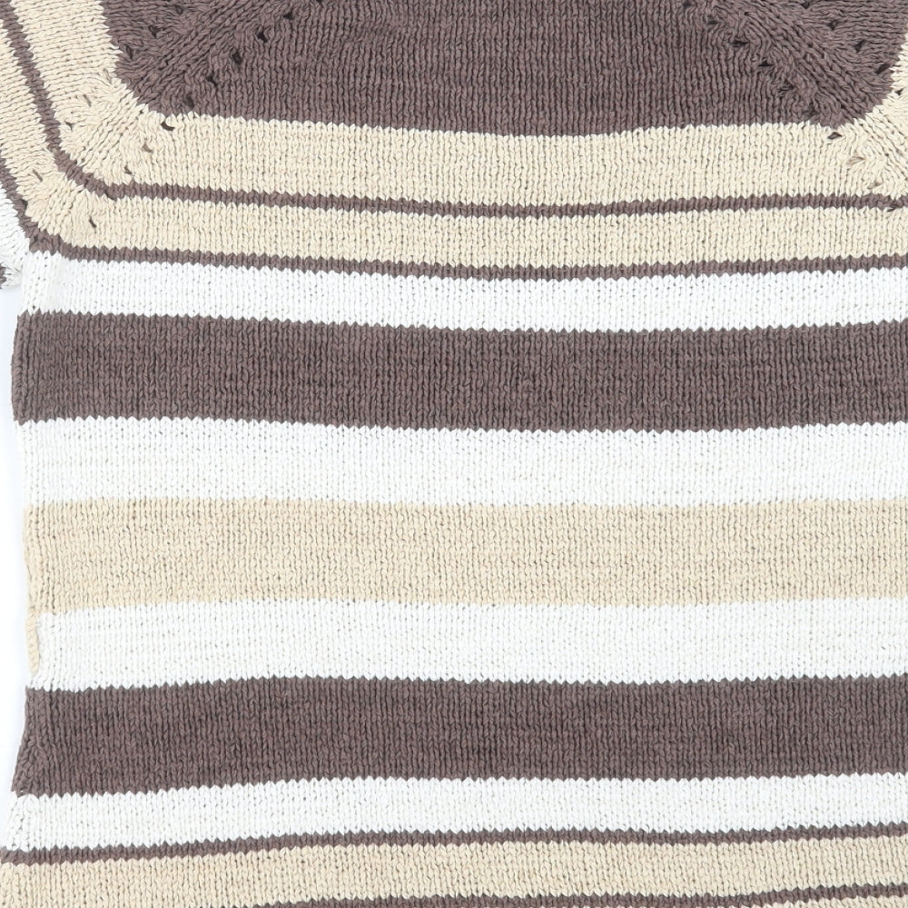 Evie  Womens Brown Striped  Pullover Jumper Size 14