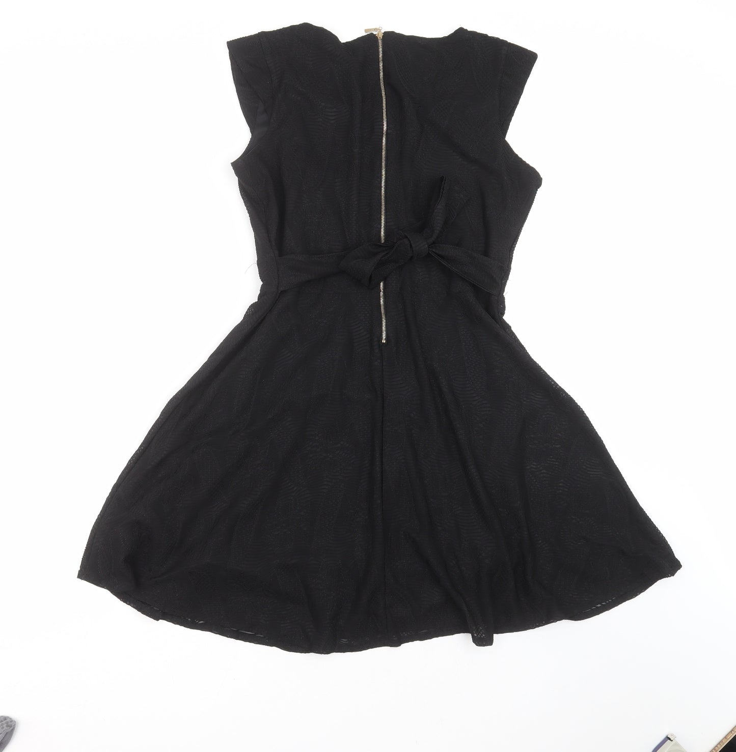 Mela London Womens Black Floral  Fit & Flare  Size 14