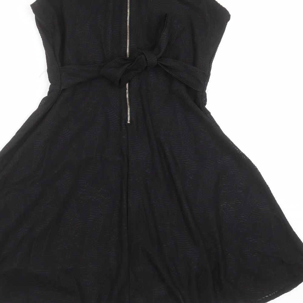 Mela London Womens Black Floral  Fit & Flare  Size 14