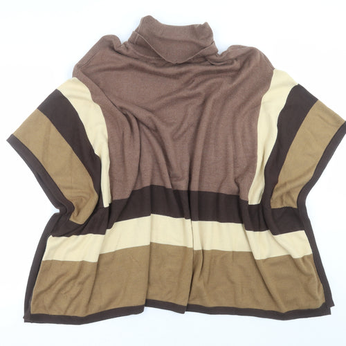 Cruz Womens Brown Striped Knit Cape Jumper Size M