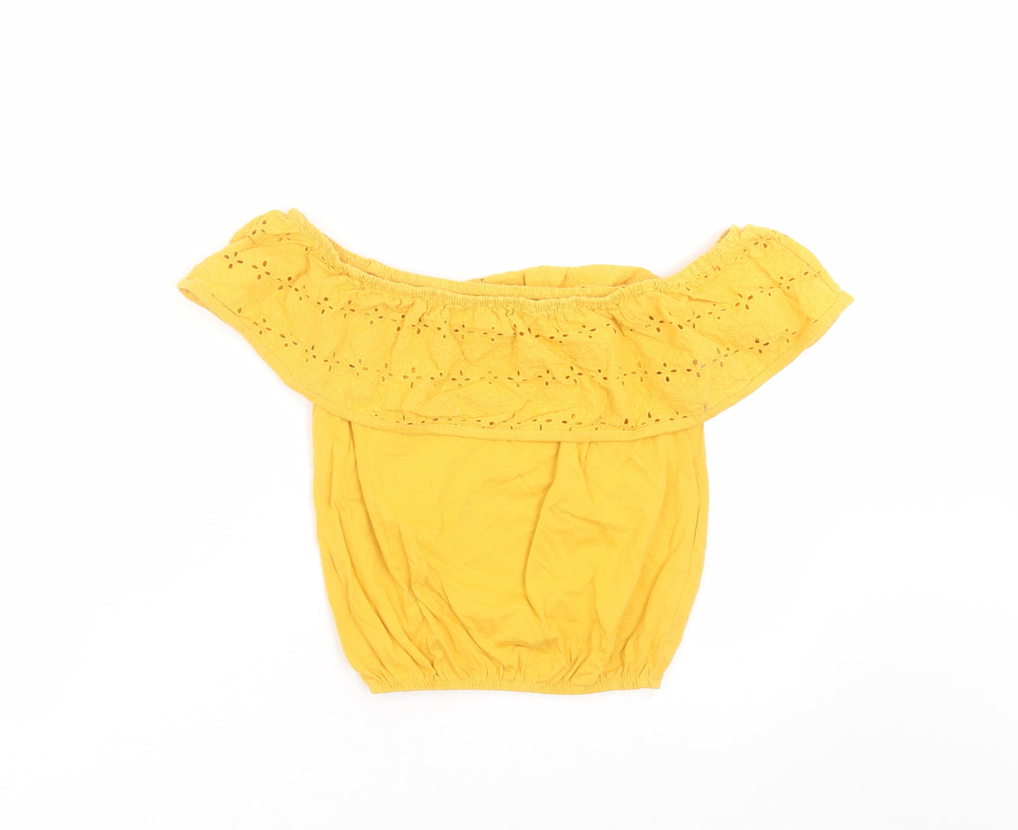 Primark Girls Yellow Floral  Basic T-Shirt Size 10-11 Years  - Embroidered detail