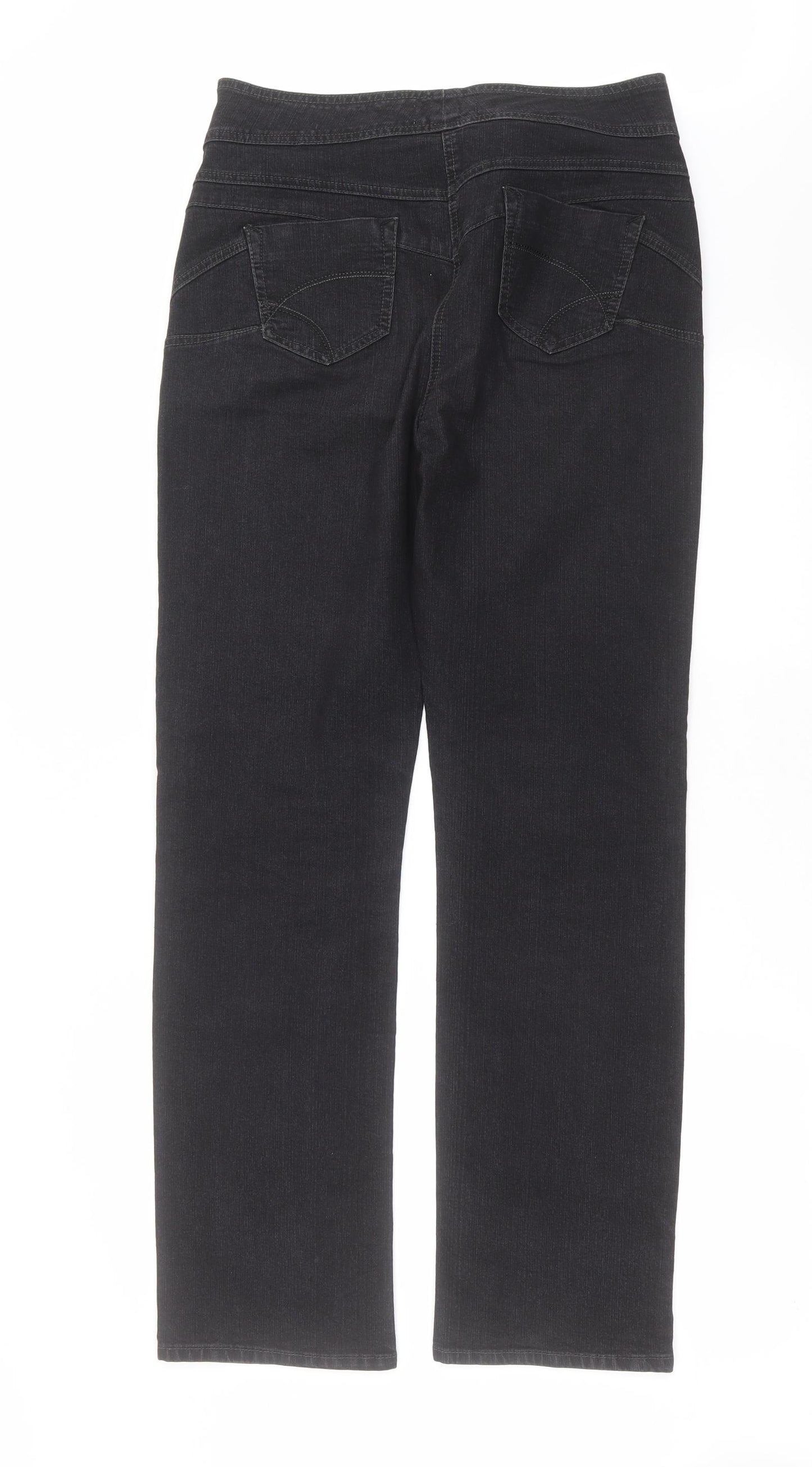 George Womens Black  Denim Straight Jeans Size 14 L31 in