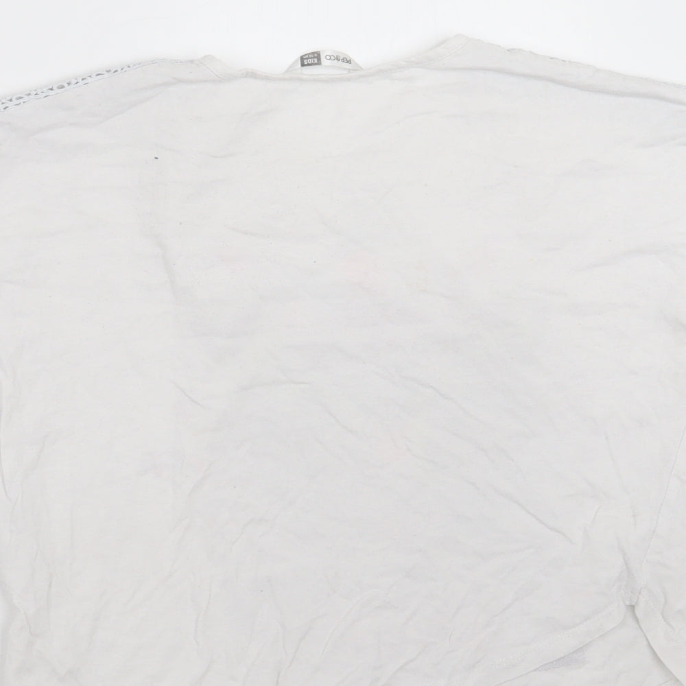 pep&co Girls White   Basic T-Shirt Size 9-10 Years  - young & brave