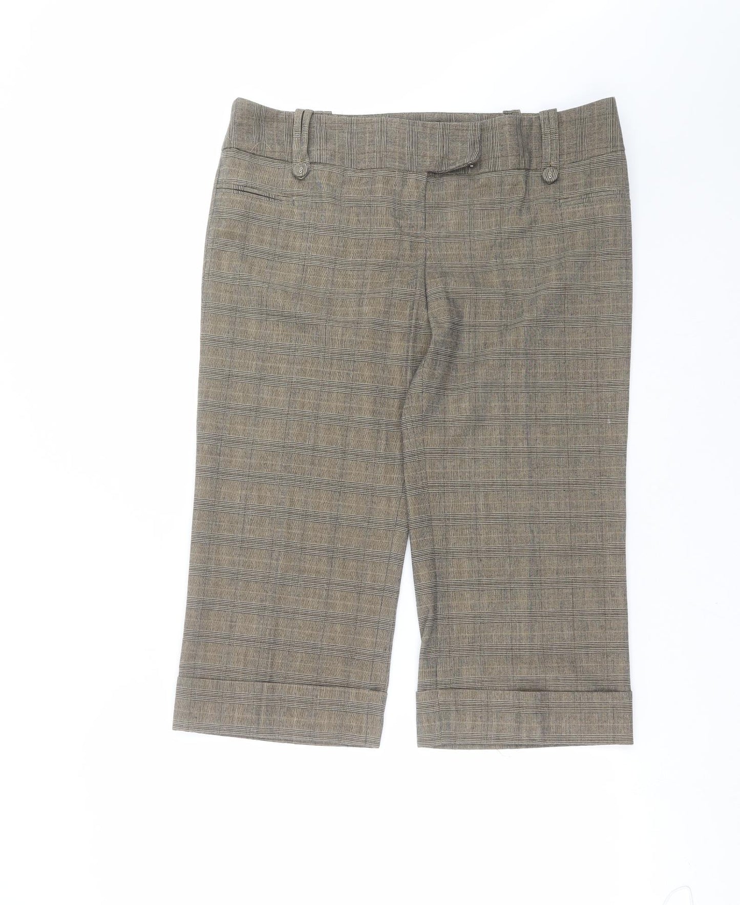 Jane Norman Womens Beige Check  Cropped Trousers Size 14 L20 in