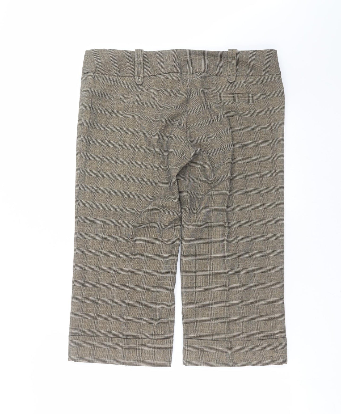 Jane Norman Womens Beige Check  Cropped Trousers Size 14 L20 in
