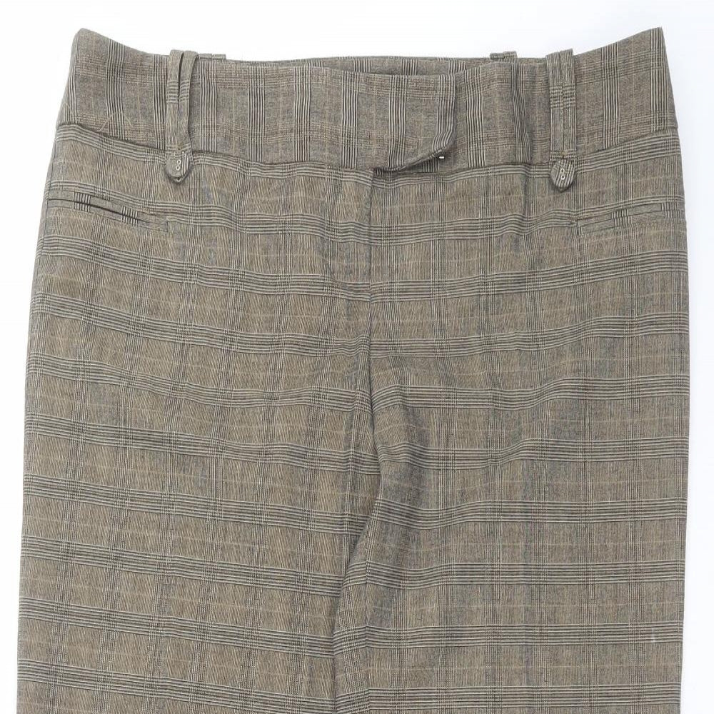 Jane Norman Womens Beige Check  Cropped Trousers Size 14 L20 in