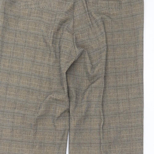 Jane Norman Womens Beige Check  Cropped Trousers Size 14 L20 in