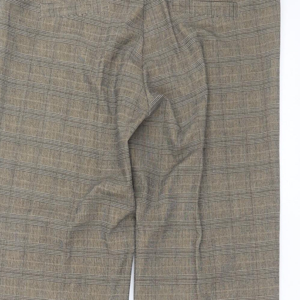 Jane Norman Womens Beige Check  Cropped Trousers Size 14 L20 in