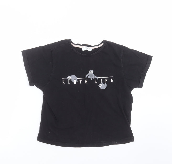 New Look Girls Black   Basic T-Shirt Size M  - sloth