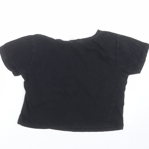 New Look Girls Black   Cropped T-Shirt Size M  - cactus