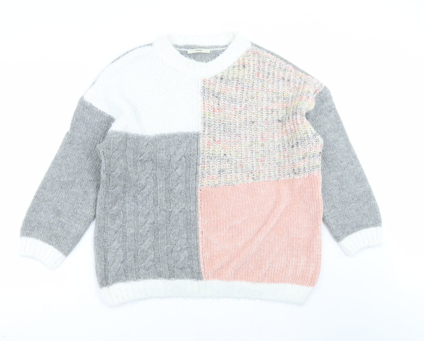 George Womens Grey  Knit Pullover Jumper Size 16  - Colour Block