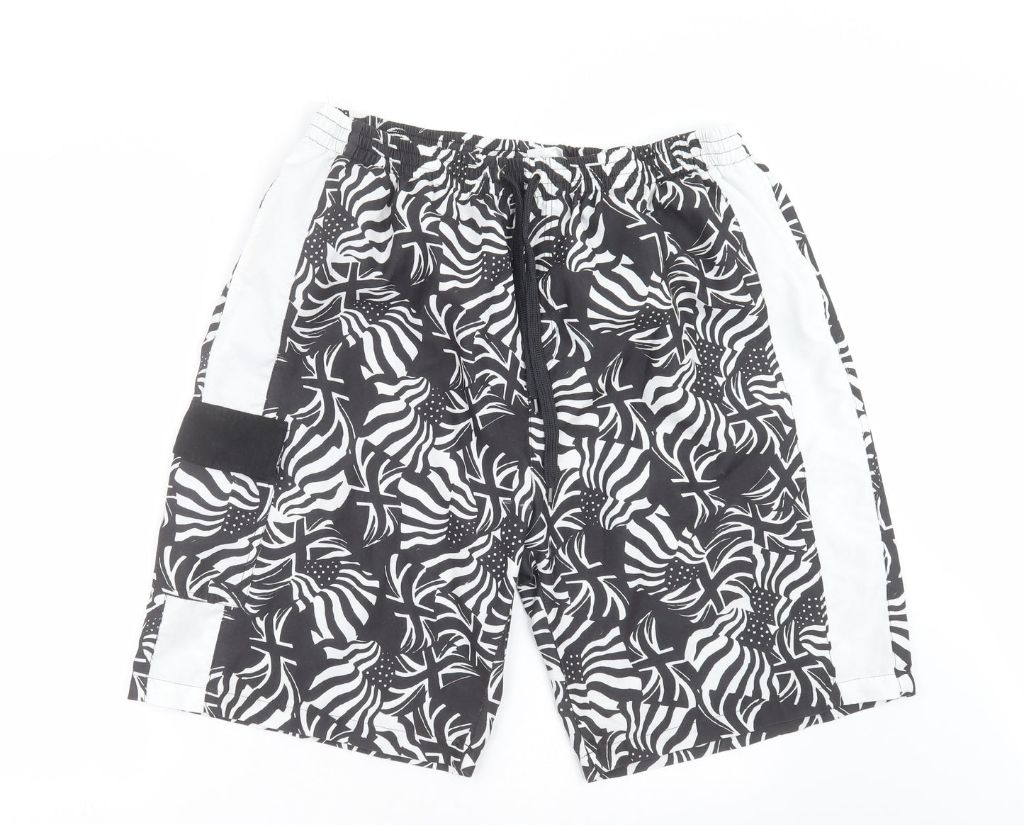 Jacamo Mens Black Geometric  Bermuda Shorts Size L - swim short