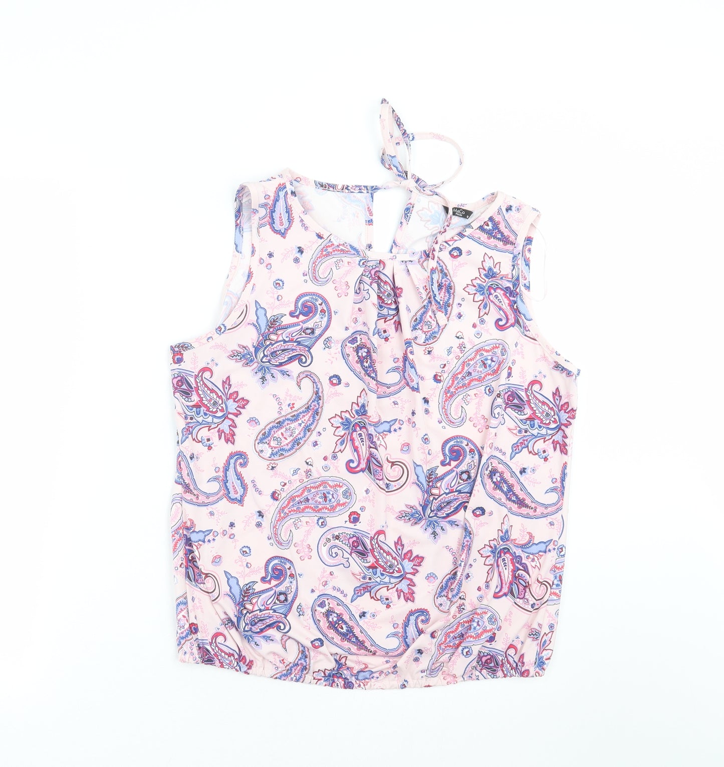 M&Co Womens Pink Paisley  Basic Blouse Size 12