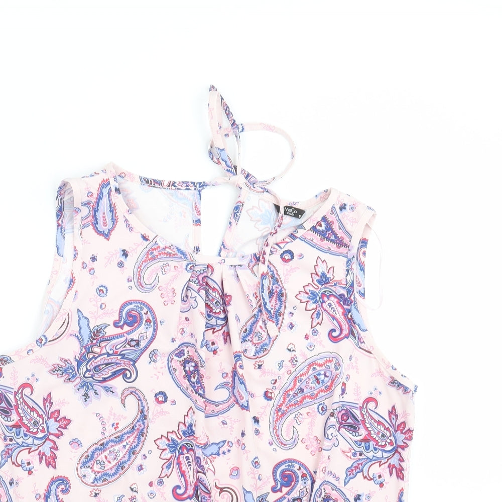 M&Co Womens Pink Paisley  Basic Blouse Size 12