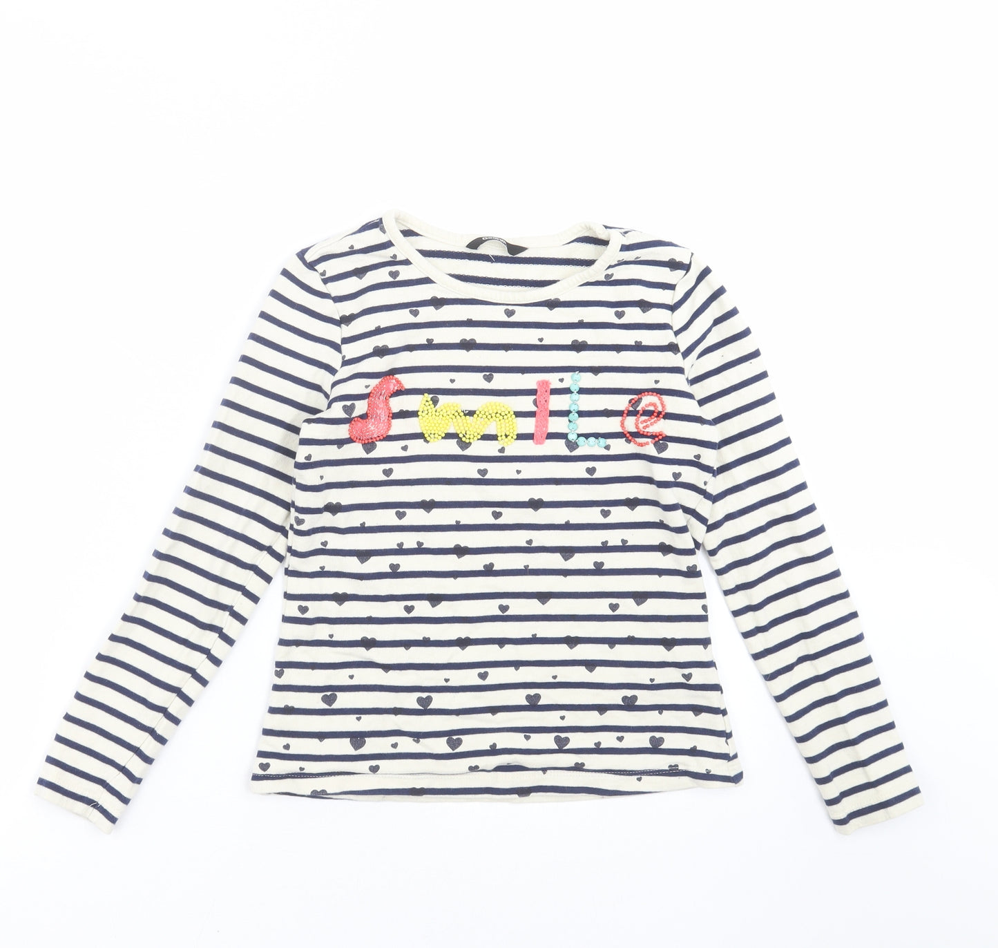 George Girls Ivory Striped  Pullover Sweatshirt Size 9-10 Years  - smile