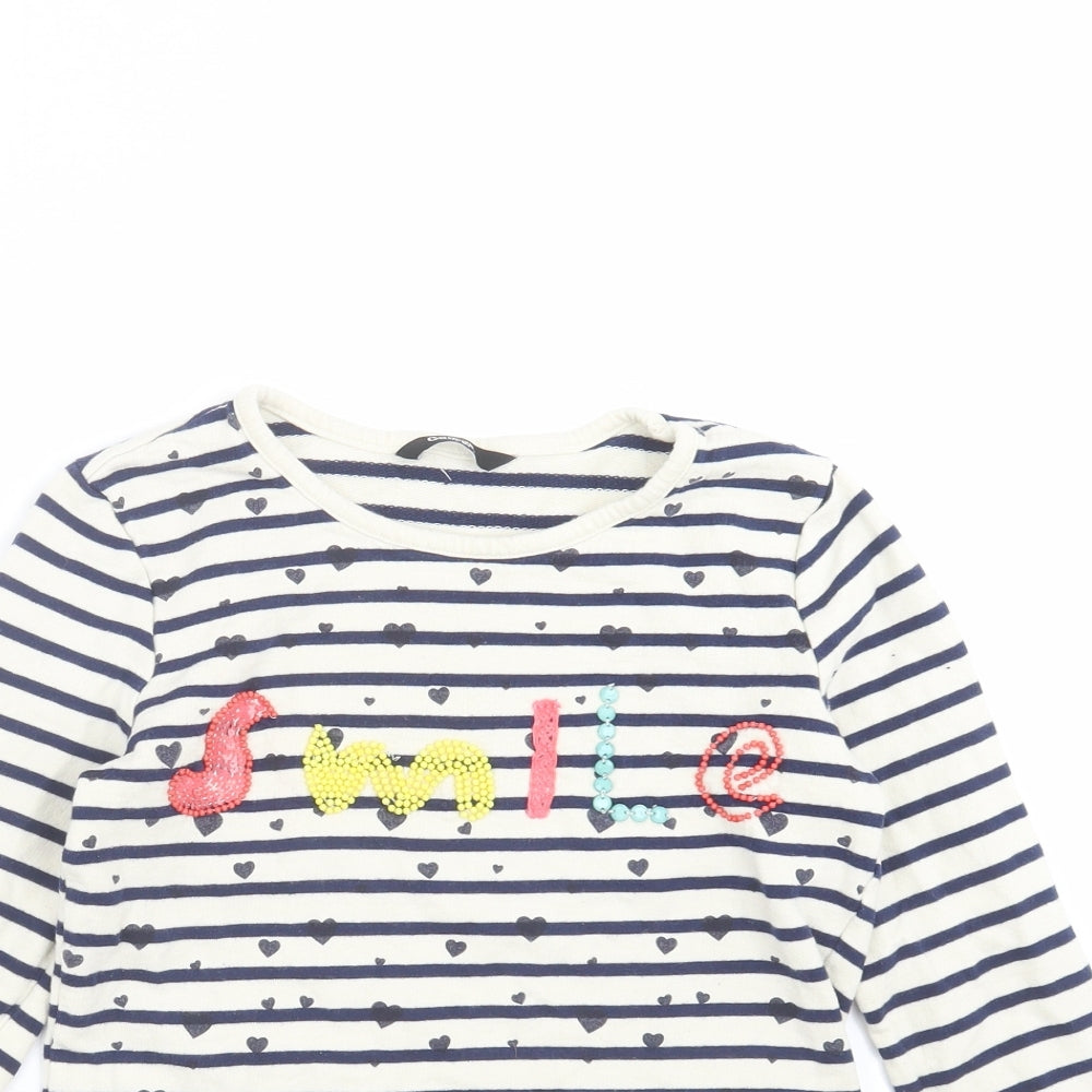 George Girls Ivory Striped  Pullover Sweatshirt Size 9-10 Years  - smile