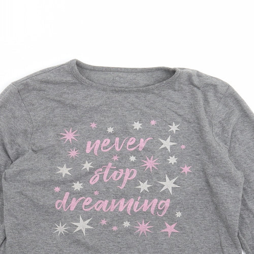 Primark Girls Grey Solid  Top Pyjama Top Size 12-13 Years  - Never Stop Dreaming