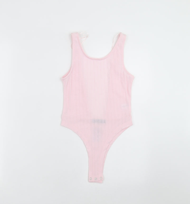 Select Womens Pink Striped Bodysuit One-Piece Size XS