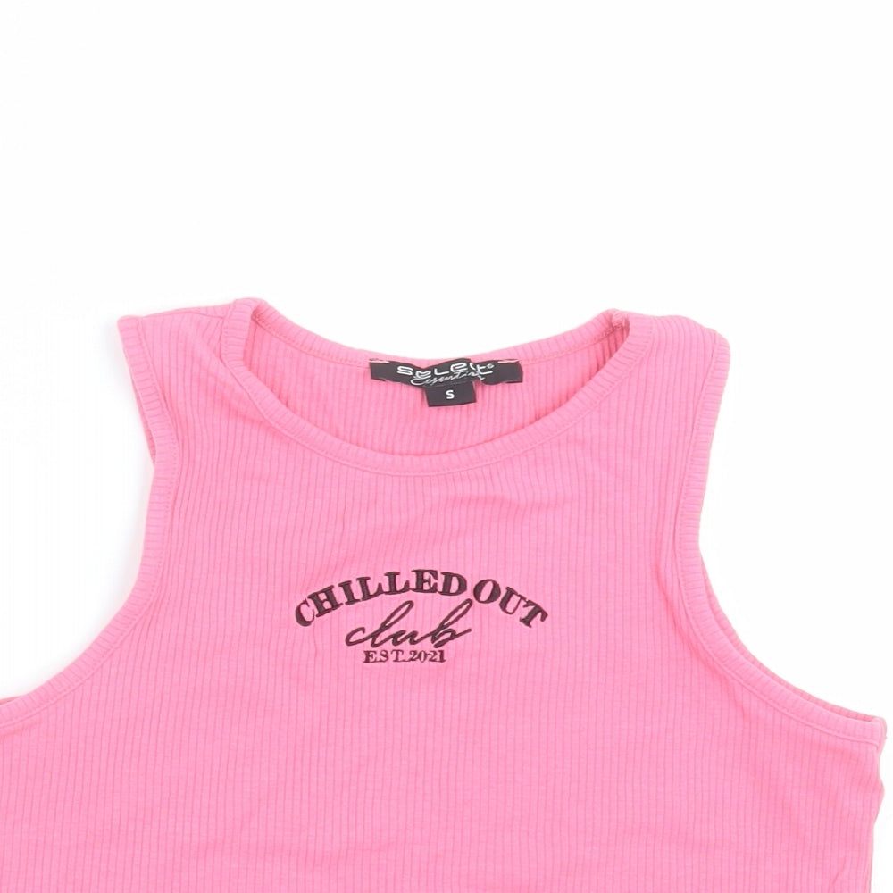 Select Womens Pink   Cropped T-Shirt Size S  - chilled out