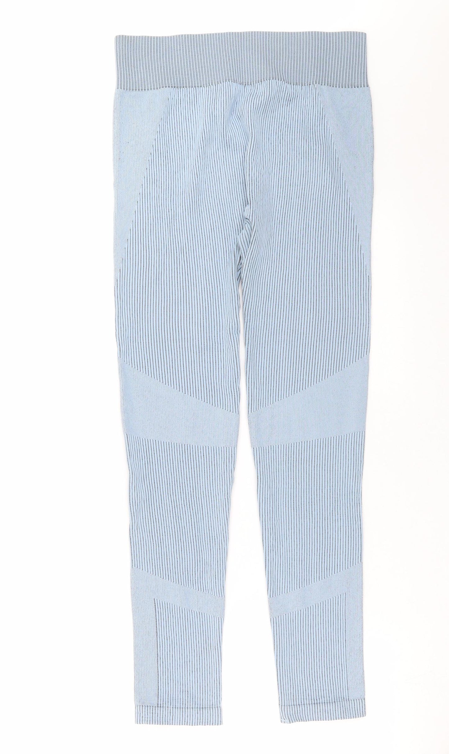 George Womens Blue Striped  Compression Leggings Size L L29 in