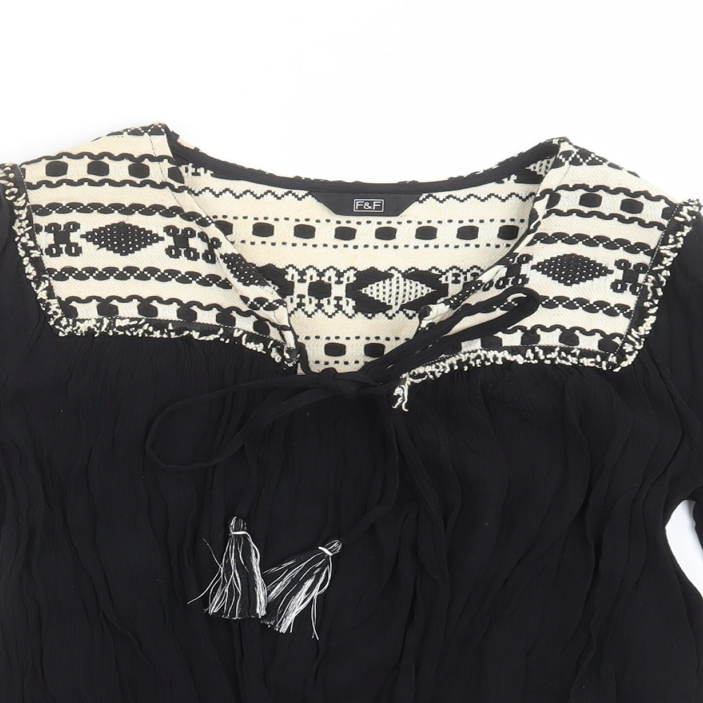 F&F Womens Black Geometric  Cardigan Jumper Size 12