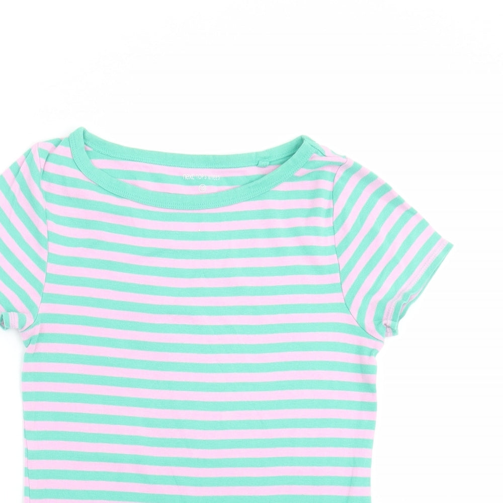 NEXT Womens Green Striped  Basic T-Shirt Size 10