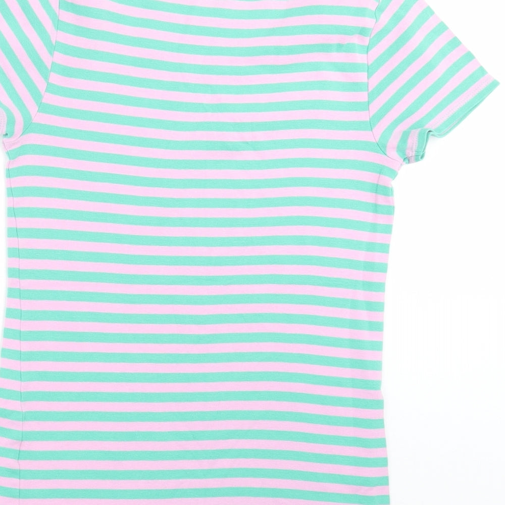 NEXT Womens Green Striped  Basic T-Shirt Size 10