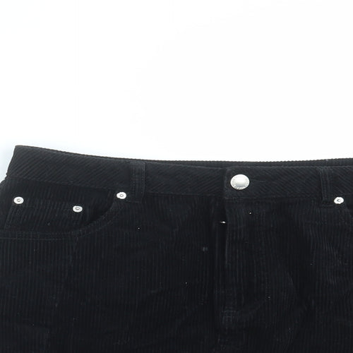 Miss Selfridge Womens Black  Corduroy A-Line Skirt Size 12  - Distressed hem