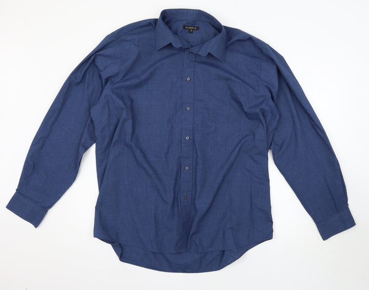 George Mens Blue Button-Up Size 17