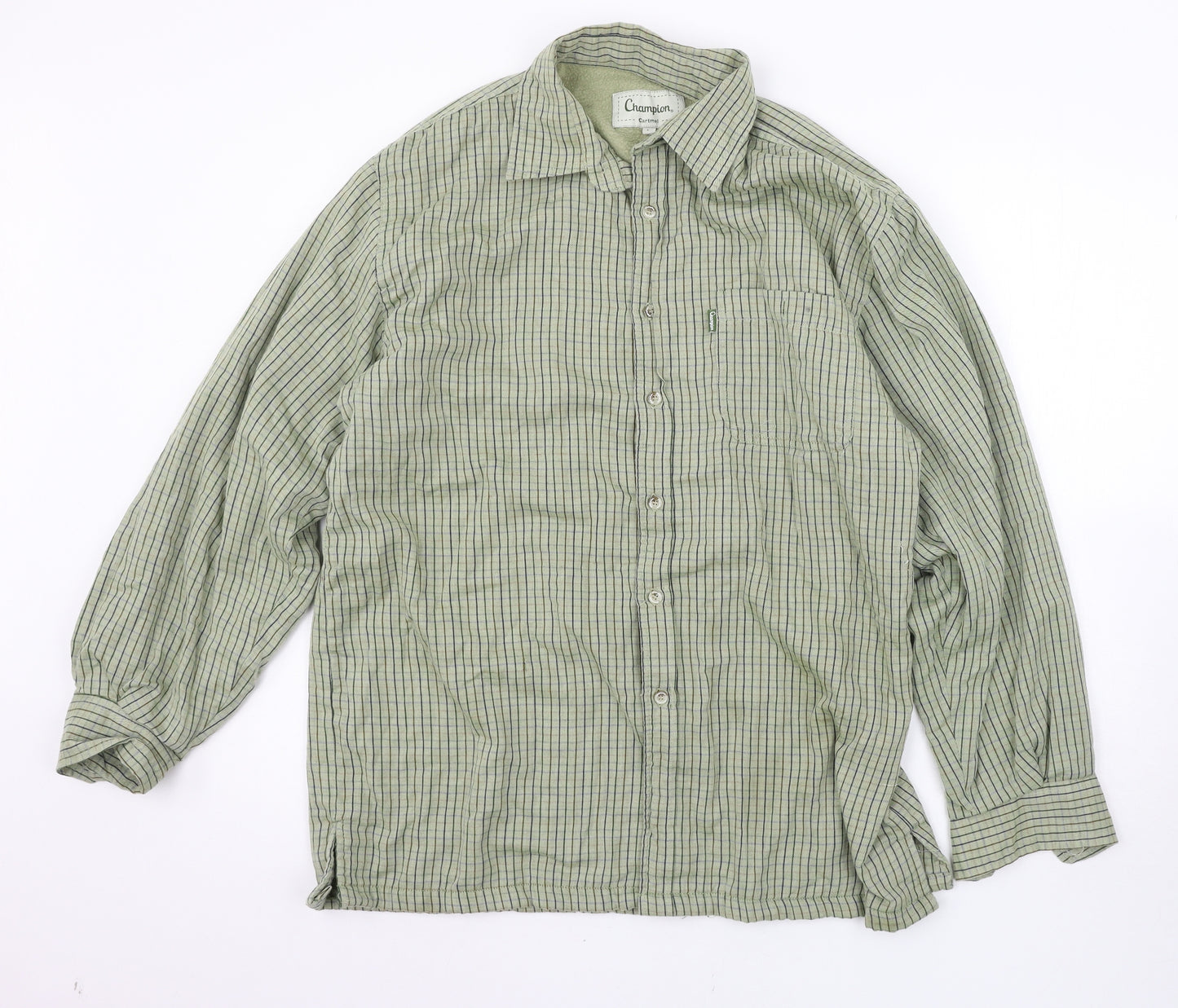 Champion Mens Green Check   Button-Up Size L