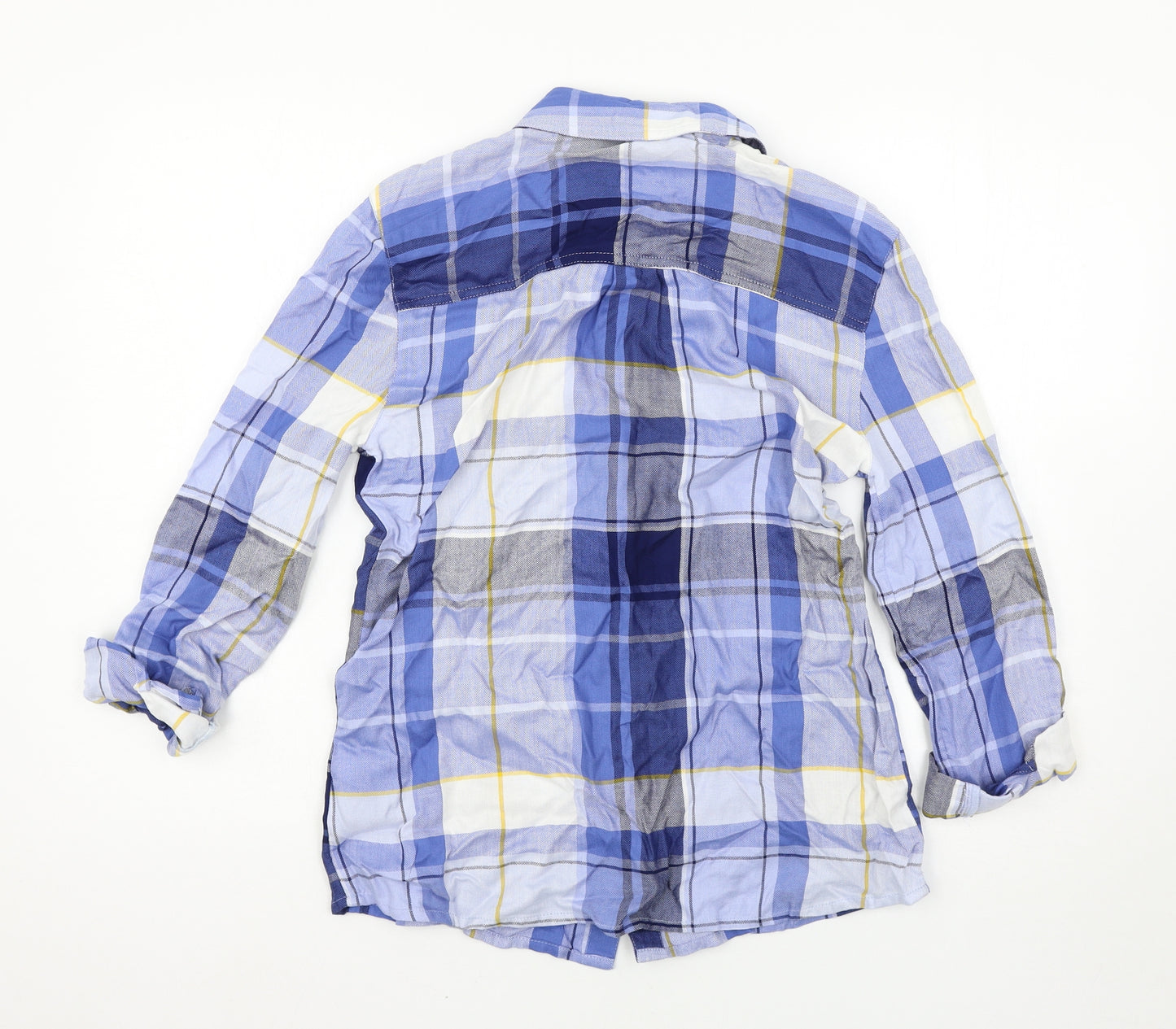 TU Womens Blue Check  Basic Button-Up Size 10