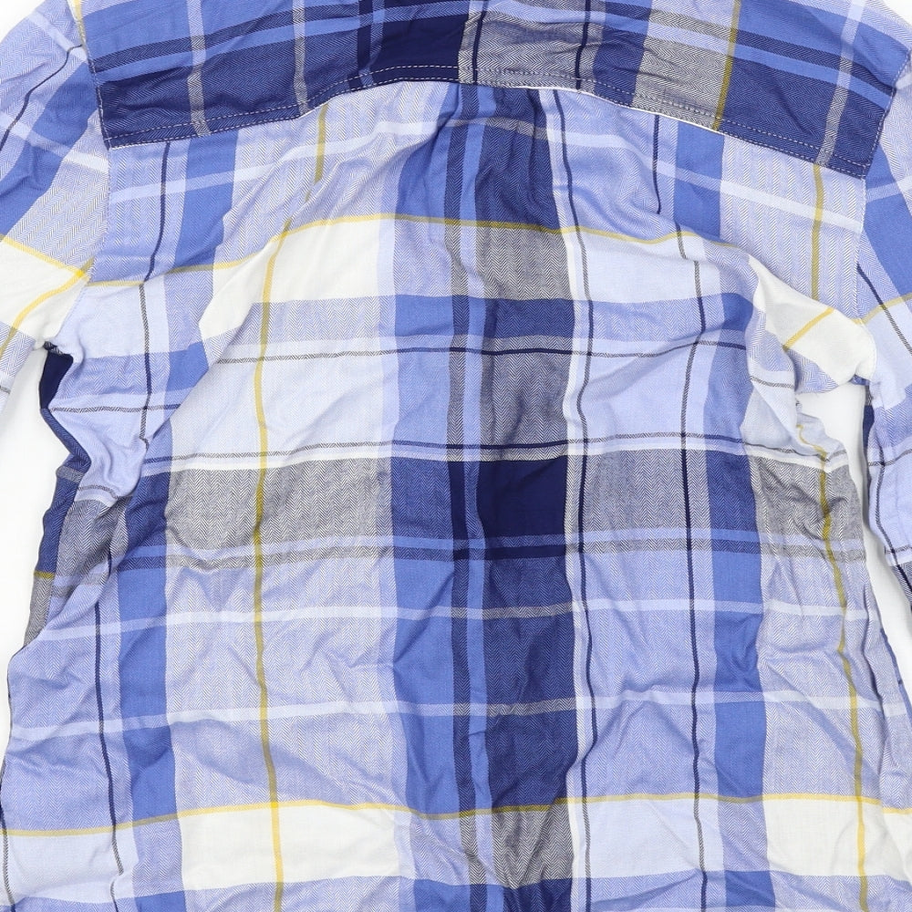 TU Womens Blue Check  Basic Button-Up Size 10