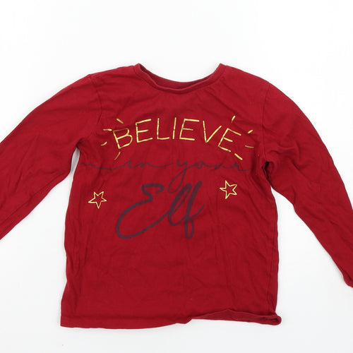 Nutmeg Girls Red Solid  Top Pyjama Top Size 6-7 Years