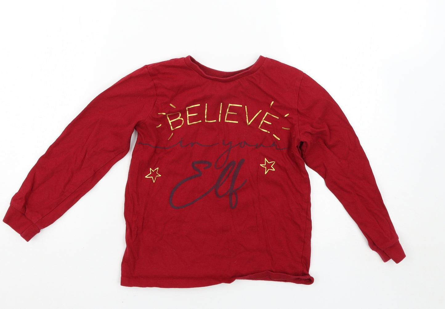 Nutmeg Girls Red Solid  Top Pyjama Top Size 6-7 Years