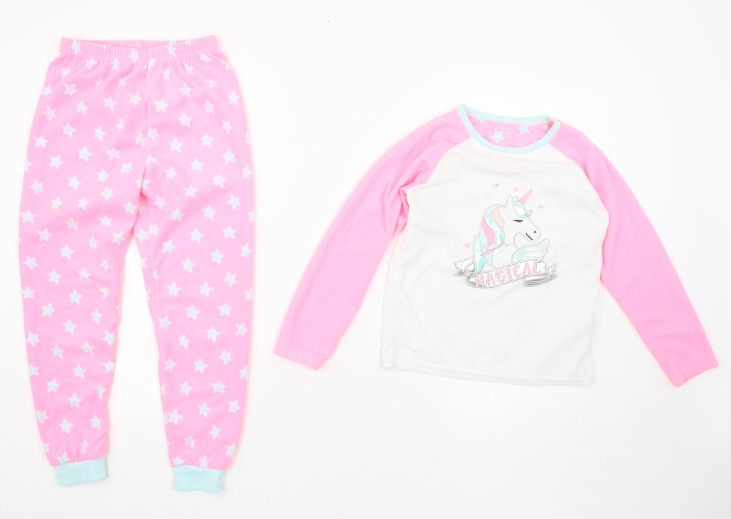 Primark Girls Pink Solid  Top Pyjama Set Size 7-8 Years