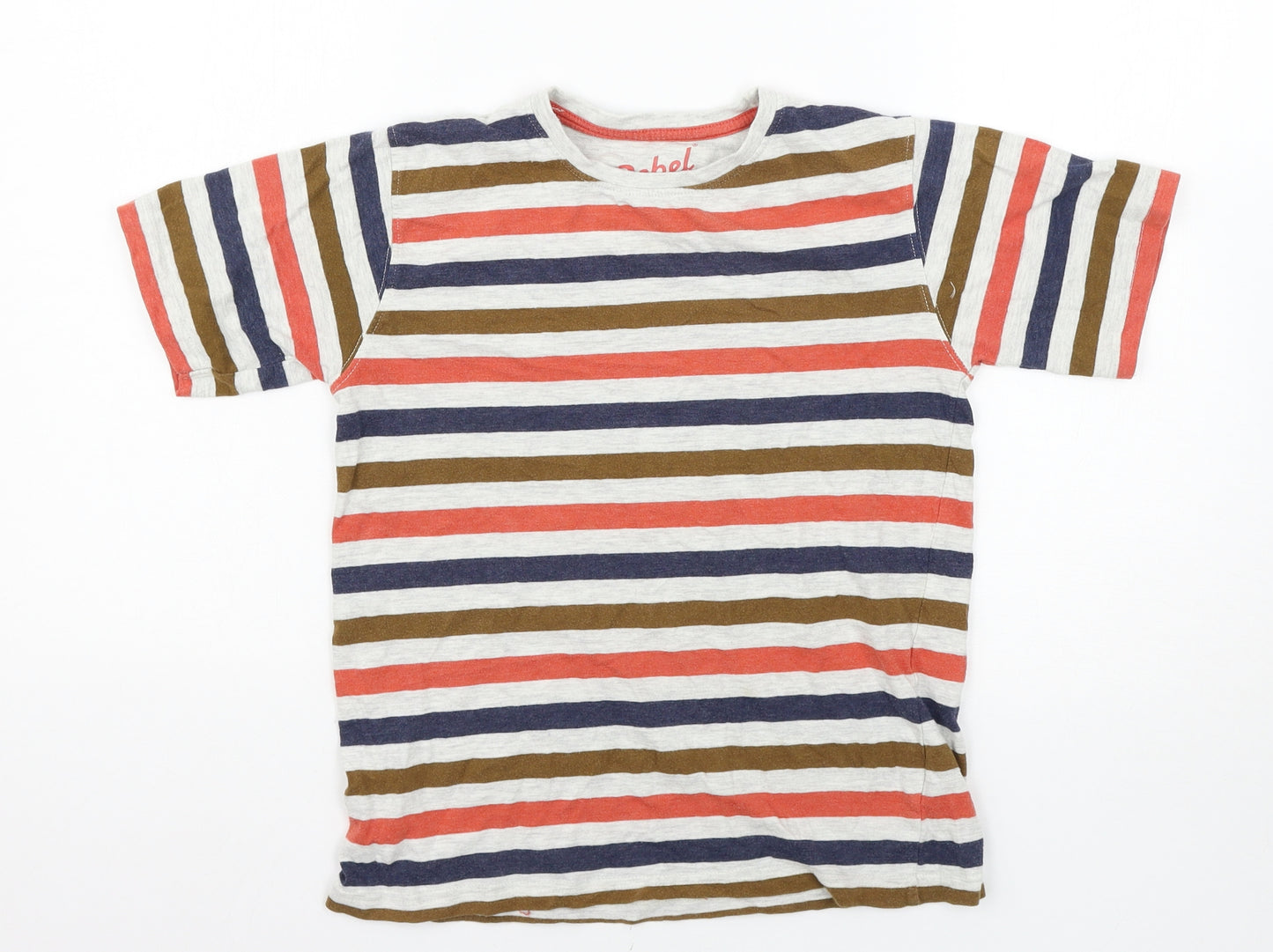 Rebel Boys Multicoloured Striped  Basic T-Shirt Size 8-9 Years