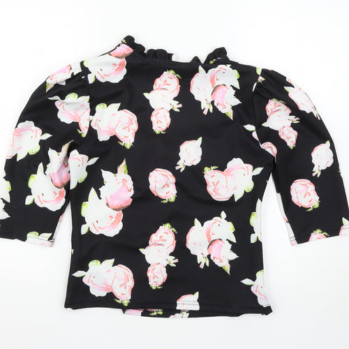 SheIn Womens Black Floral  Basic Blouse Size M