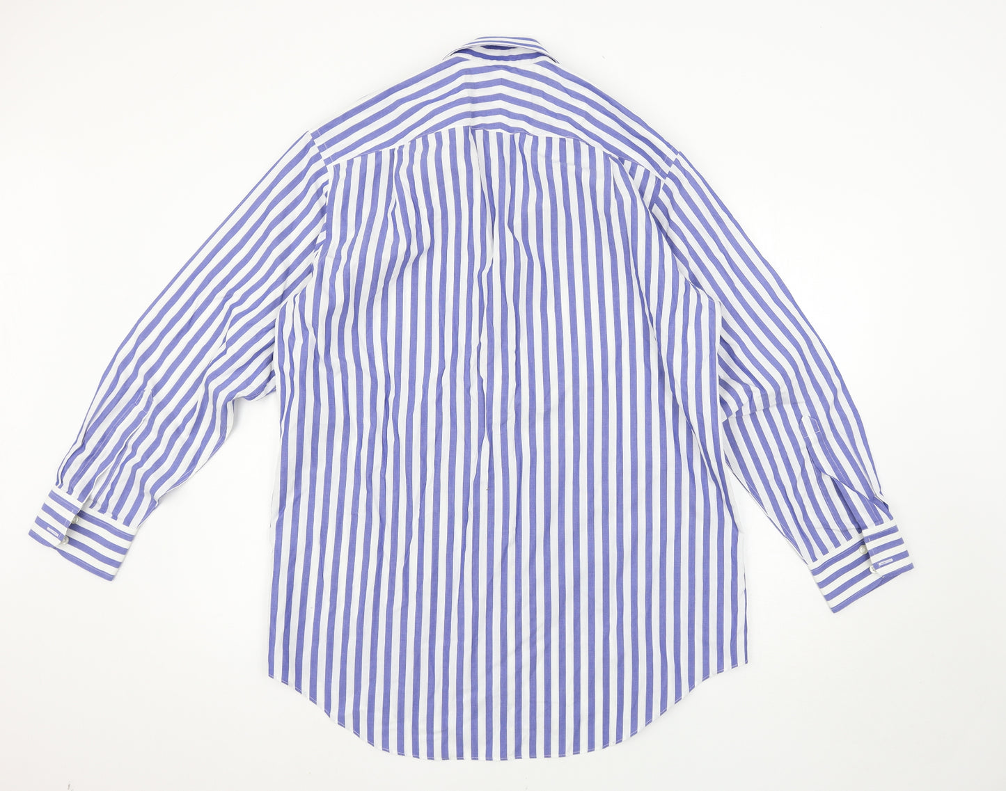 Charles Tyrwhitt Mens Blue Striped   Button-Up Size 16