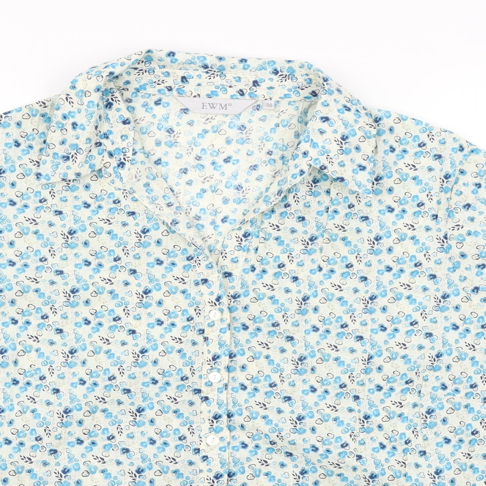 EWM Womens Blue Floral  Basic Blouse Size 20