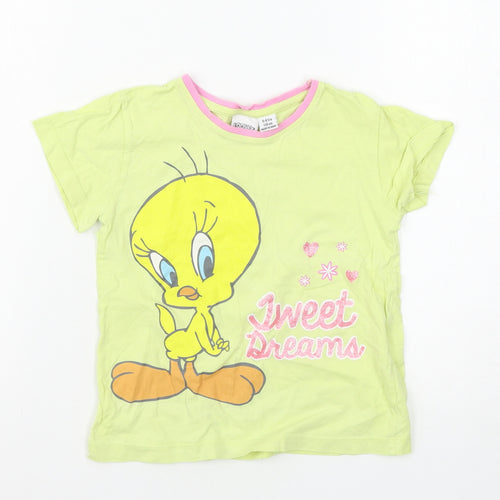 Primark Girls Yellow   Basic T-Shirt Size 5-6 Years  - Looney Tunes