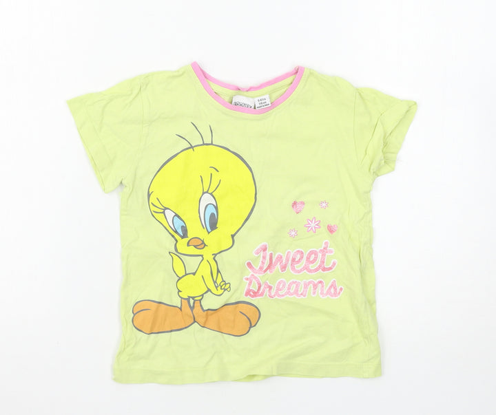 Primark Girls Yellow   Basic T-Shirt Size 5-6 Years  - Looney Tunes