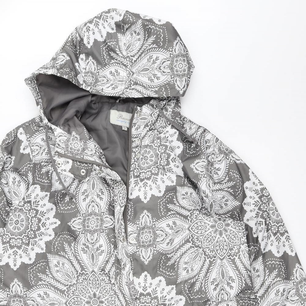 Peacocks Womens Grey   Rain Coat Coat Size 20