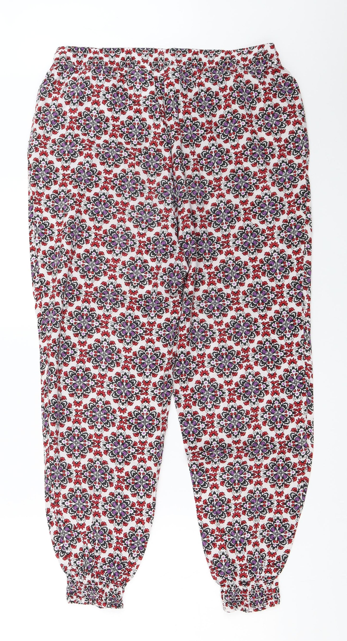 H&M Womens Ivory Geometric  Jogger Trousers Size 12 L27 in