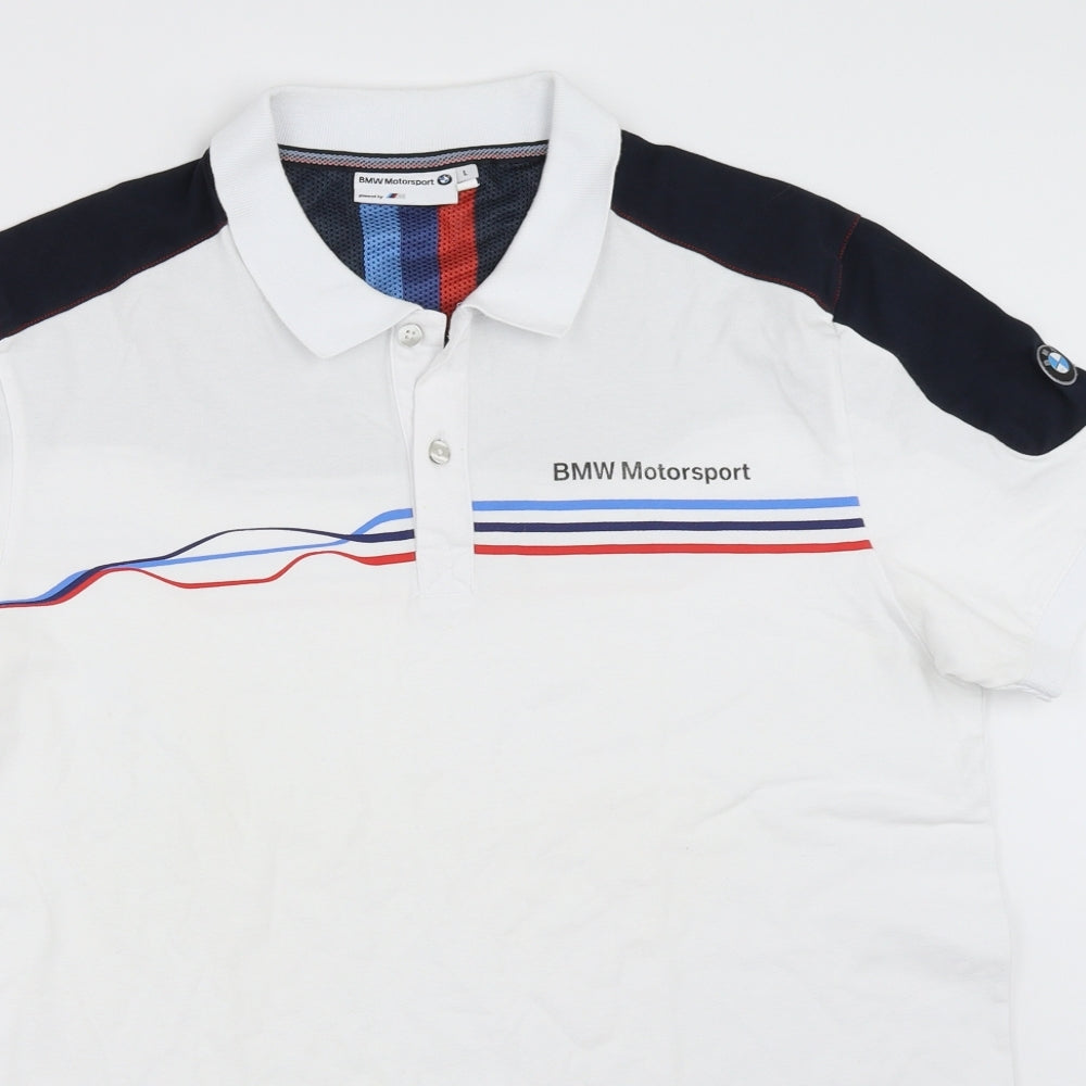 BMW Mens White    Polo Size L  - bmw motorsport