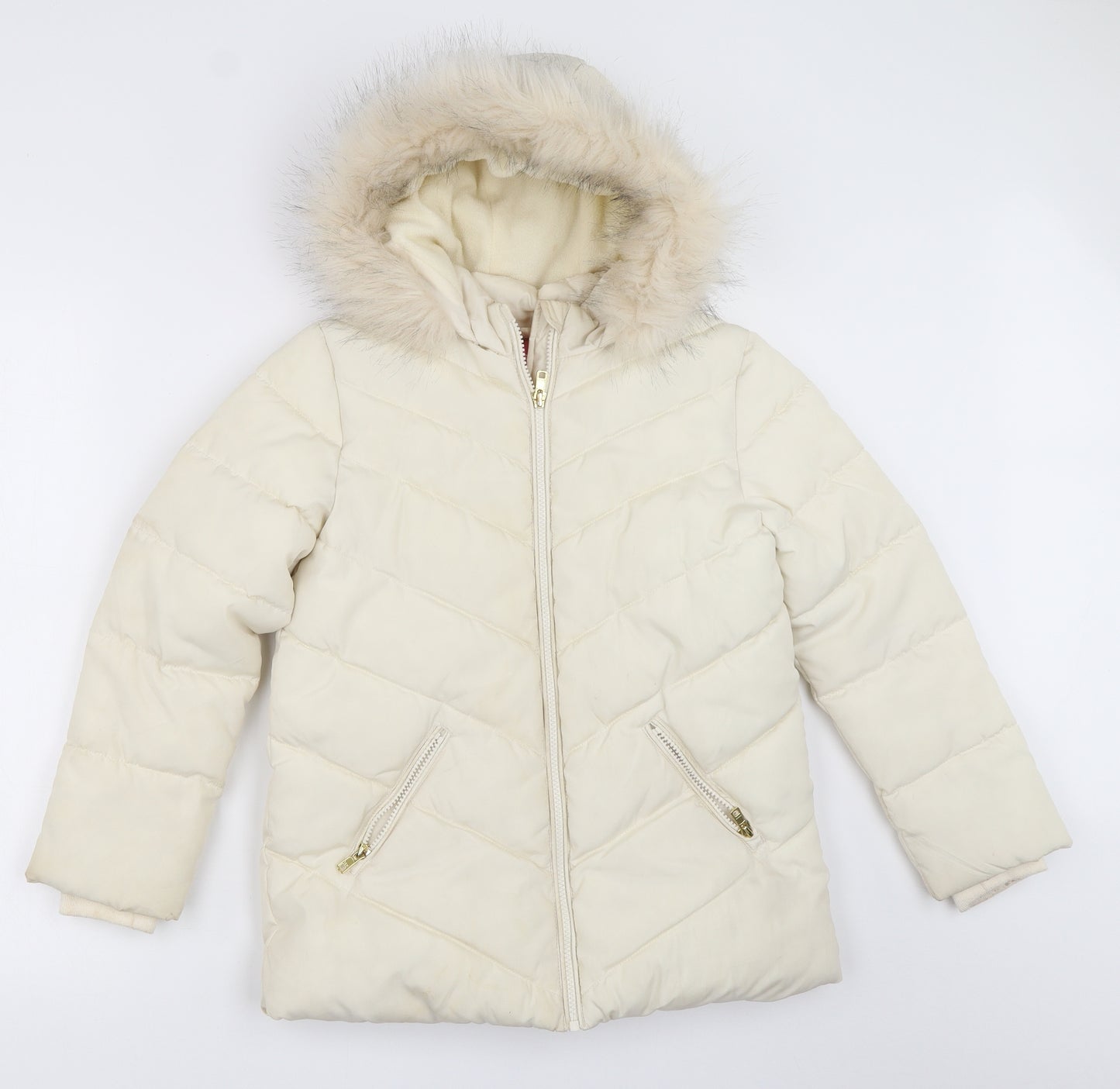 George Girls Ivory   Puffer Jacket Coat Size 9-10 Years